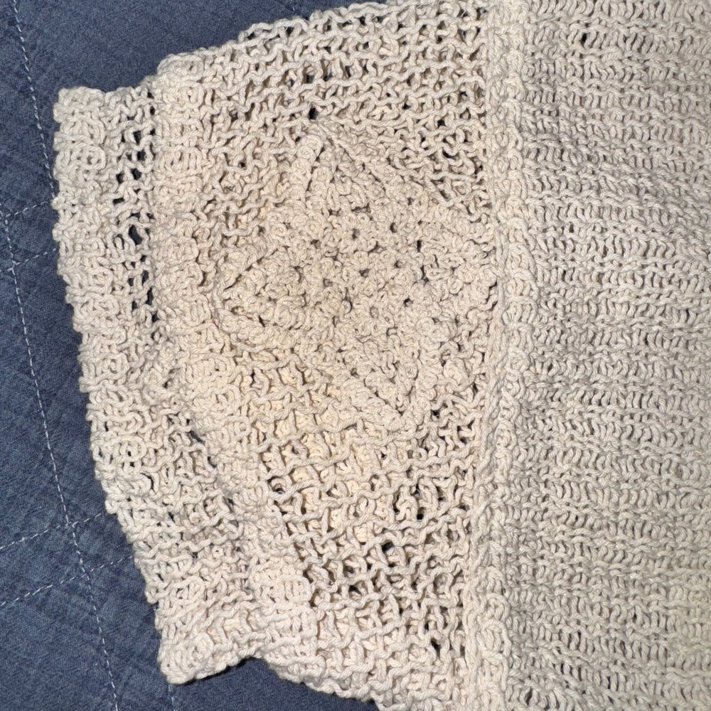 Zara Crocheted Short Sleeve Top Cream Boho Festival Beach Coastal Cowgirl Medium - Picture 3 of 14